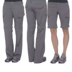 PRANA Monarch Convertible Cargo Hiking Pants Gray Zip-Off Legs Size 10